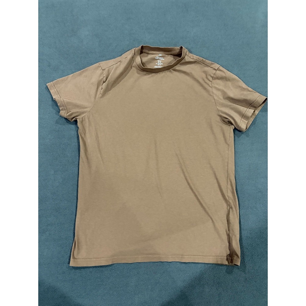 H&M T Shirt Mens Medium Brown Cotton Short Sleeve Regular Fit Crew Neck Casual